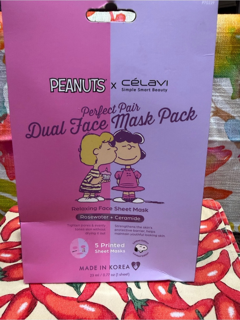 Peanuts Dual Face Mask Pack - Rose and Ceramide NWT